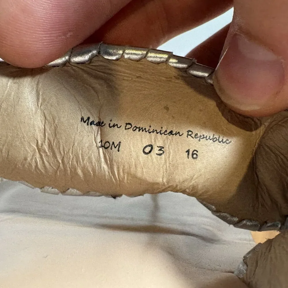 JACK ROGERS Women's Signature Flat Thong‎ Sandal Silver Size 10